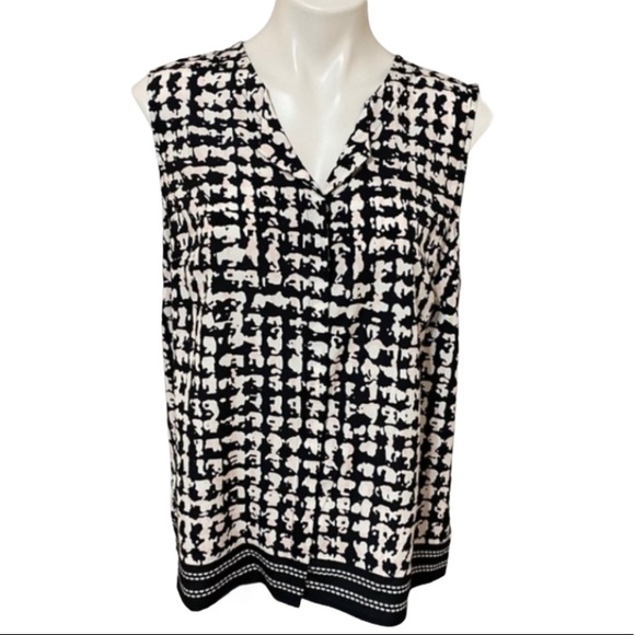 Karl Lagerfeld Paris Print Button Down Blouse, M - Picture 1 of 9